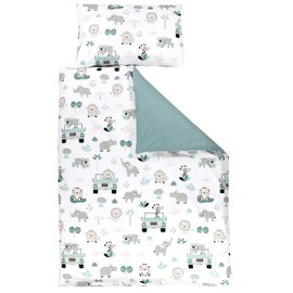 TupTam Children Bedding Set Duvet Cover Pillowcase Two-Sided, Zoo Green, 120x90 cm