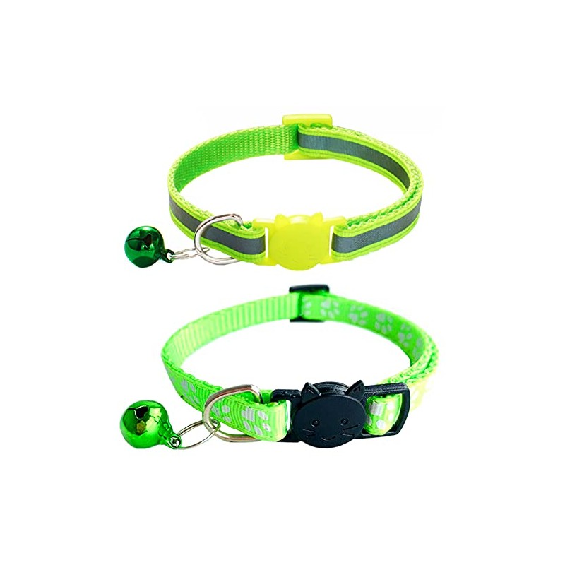Qinao 2Pack Cat Collars Quick Release Reflective Kitten Collar with