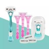 Dorco 도루코 이브 여성 면도기 제모 세트 롱 숏핸들+날5입+휴대용3+보관케이스 DORUCO Eve Women's Shaver Hair Removal Set Long Short Handle+5 Blades+3 Travel Cases+Storage Case