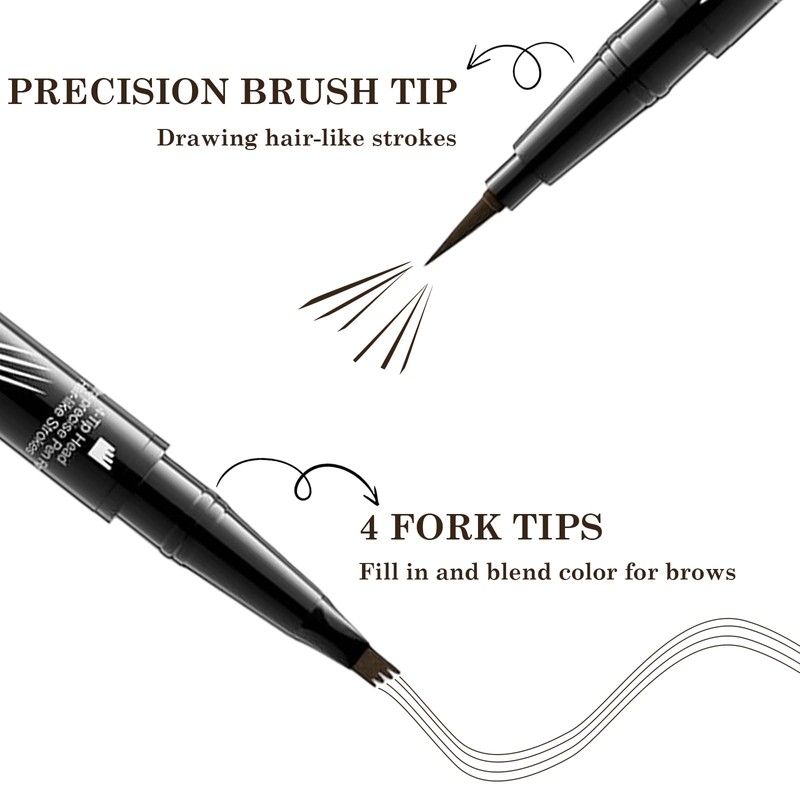 2-in-1 Waterproof Eyebrow Pencil - Dual Ended Eyebrow Pencil with