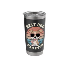 Best Dog Dad Ever Funny Sunset Pet Lover Sunglasses Gifts Stainless Steel Insulated Tumbler