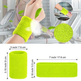 SATINIOR 80s Leg Warmer Workout Set Women 90s Costume Headband Wristbands Knit Outfit Yoga Sport Running(Fluorescent Yellow)