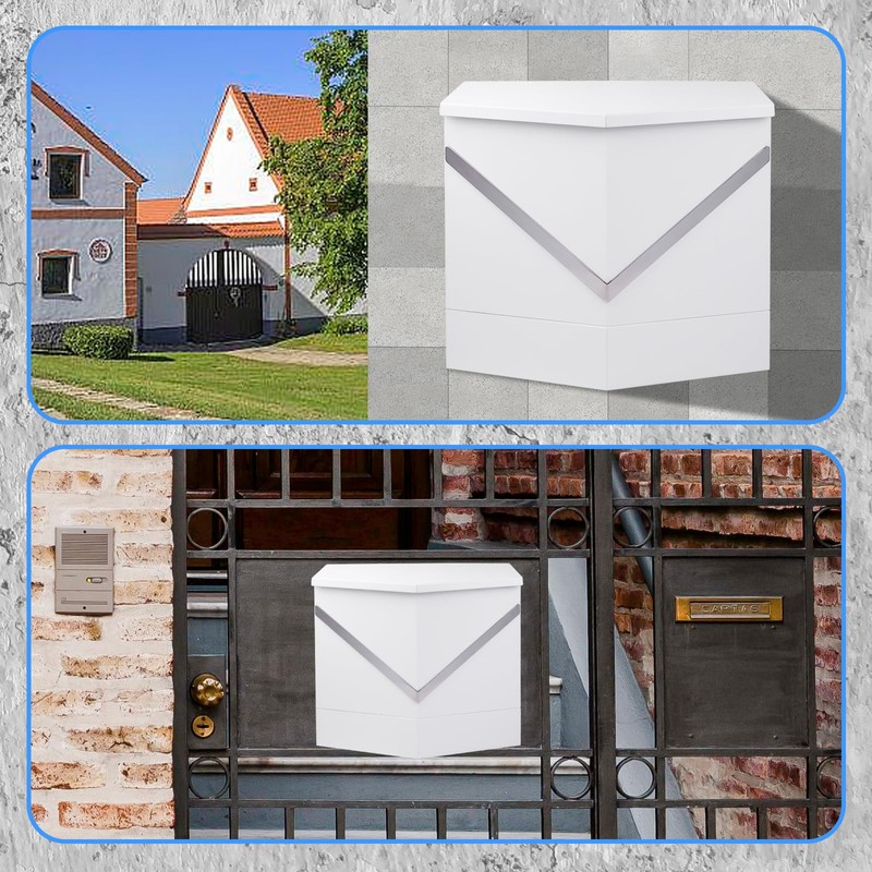 Weatherproof Wall-Mount Locking Mailbox for Outdoor Use - Heavy-Duty Anti-Theft