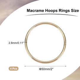 sourcing map 4 Pcs Dream Catcher Rings,Metal Craft Hoops Floral Hoops 2 Inch Macrame Hoops Rings for DIY Crafts Wreath Making Supplies Plant Hangers,Gold