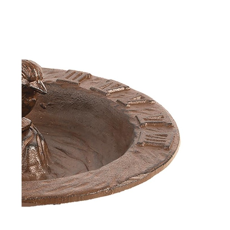 Esschert Design Cast Iron Sundial Bird Bath, Brown, 9.5" Dia.
