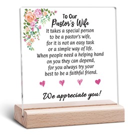 Pastor's Wife Appreciation Gifts Clear Desk Decorative Sign Christian Religious Gift for Women Pastor's Wife Thank You Acrylic Plaque Mother's Day Birthday Present Acrylic Sign With Wooden Stand