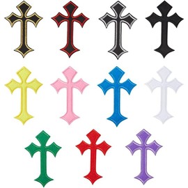 22 count Cross Patches, Iron on/Sew on Cross Applique Patch, DIY Iron Patches for Jeans Hats Shirts Jackets Backpacks - Color: 11pcs