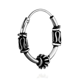 NKlaus Single 925 Sterling Silver Celtic Gothic Creole Earrings 15 mm 7232, Sterling Silver