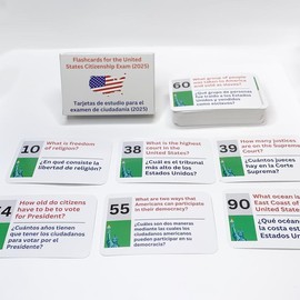 U.S. Civics Test Bilingual Flash Cards - English/Spanish  2025 LIVE SALE,Combo Set with Bilingual Booklet - 100 US Civics Questions Answers for Naturalization Study Guide 2025