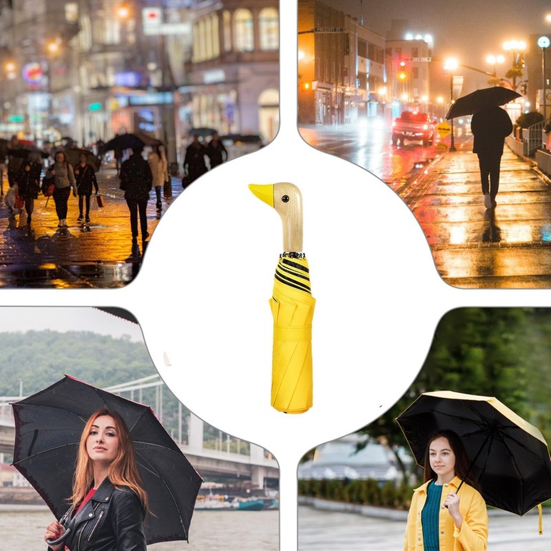 Duck Handle Umbrella - 3-Fold Umbrella,8 Ribs Umbrellas for Rain