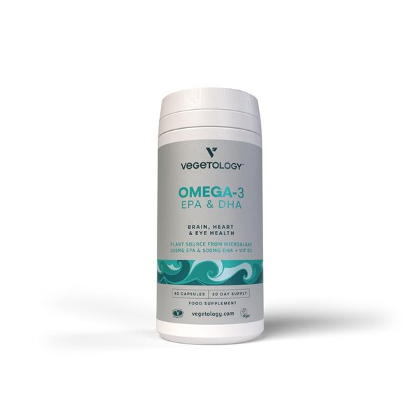 Vegetology Vegan Omega 3 Supplement (60 Capsules) – Omega-3, EPA,