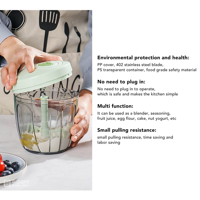 Manual Meat Grinder, Hand Vegetable Chopper with 900ml Container Box,