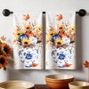 Toallas de cocina para otoño, florero floral, girasol, calabaza