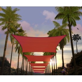 Amgo Custom Size 16' x 22' Red Rectangle Square Sun Shade Sail UPF50+ AGTAPS16, Order to Make Canopy Awning, 95% UV Blockage, Water & Air Permeable, Commercial and Residential (We Customize)