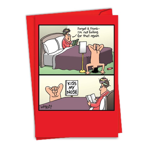 NobleWorks - Funny Valentines Day Card for Adults - Naughty Valentine, Spouse Notecard with Envelope (1 Card) - Kiss My Nose 2201