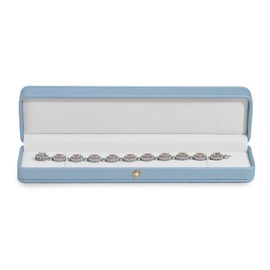 Oirlv Pu Leather Sky Blue Long Chain Box Jewellery Box Gift Box for Proposal Anniversary Valentine's Day Birthday