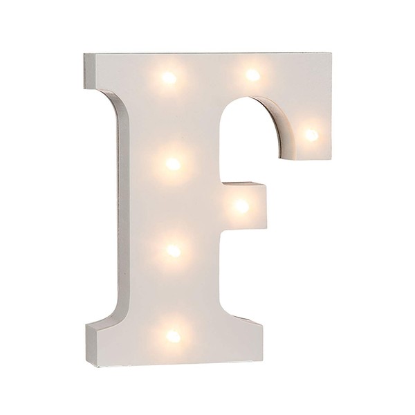 OOTB Illuminated Letter F Light with 7 LED, Wood, White