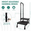 2 Step Stool with Handle, Height Adjustable Stepping Stool, Step