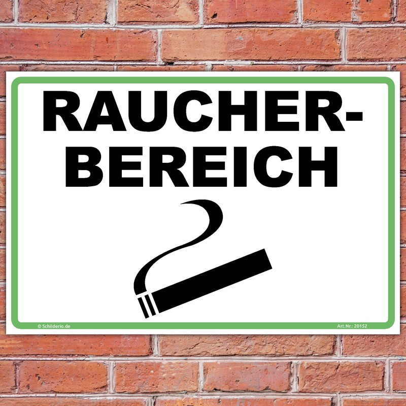 Sign "Raucherbereich" Sign 300 x 200 mm Sturdy Aluminium Composite