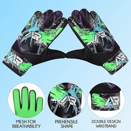 Arsh Sports Soccer Goalie Gloves, Football Goalkeeper Gloves for Kids Boys Children Youth Goalkeeping with 4mm Latex Finger Spine Protection (Green, Size 3 Suitable for 5-6 Years)