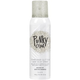 Punky Temporary Hair and Body Glitter Spray Silver – Glitters Hairspray, Adds Sparkly Shimmery Glow, Hair Glitter for Kids, Women, Men 3.5 oz