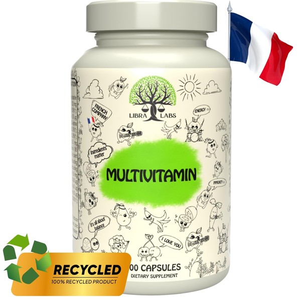 Multivitamins and Minerals ~ Essential Vitamin ~ Daily Vitality ~ Vegetable Capsule ~ Bottle 100% Natural and Recyclable