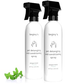 Begley's Pet Detangling Spray - Premium Essential Oil Scented Detangler Spray for Dogs, Puppies & Cats - Dog Leave in Conditioner Spray - Dematting Spray for Dogs & Pets - 16 oz, Peppermint