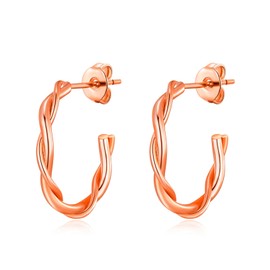 Philip Jones Rose Gold Plated 20mm Twisted Hoop Earrings