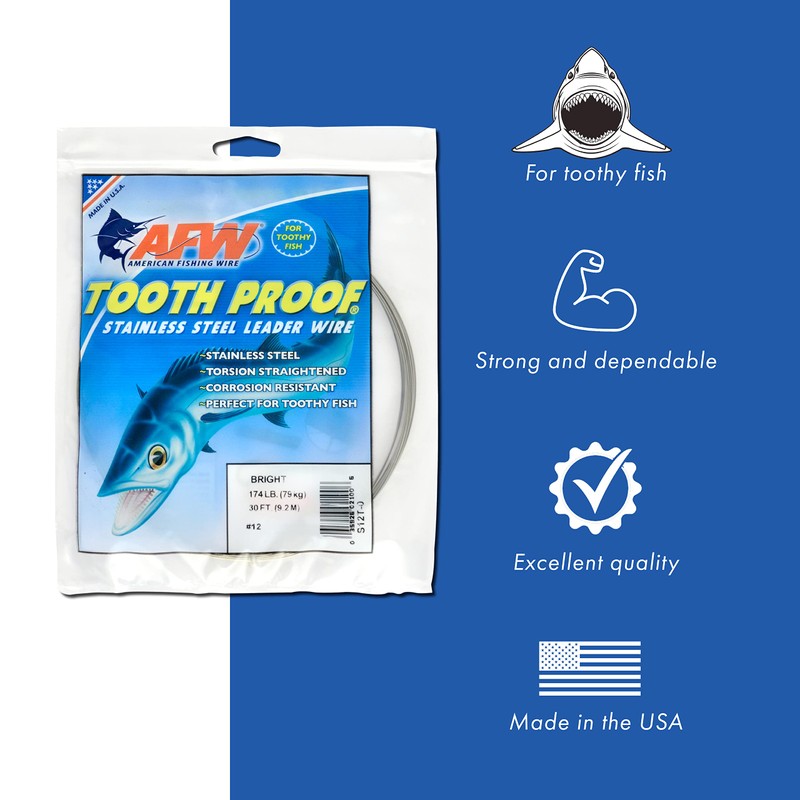 American Fishing Wire Tooth Proof Stainless Steel Single Strand Leader