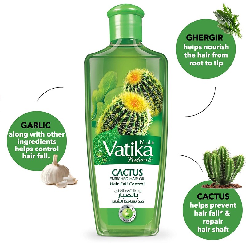 Vatika Cactus Enriched Nourishing Hair Oil For Hair Fall Control
