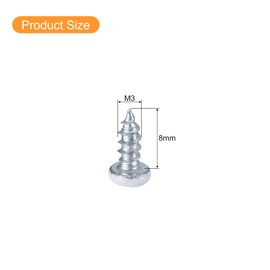 QUARKZMAN 50 Stück #3 x 5/16" Weiße Linsenkopf-Selbstbohrschrauben aus Kohlenstoffstahl Phillips Holzschrauben für Holzarbeiten, Silber Blau