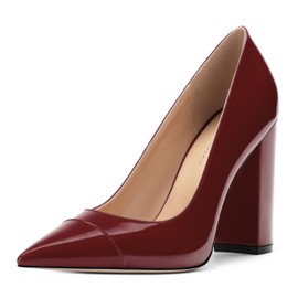 CDXJHYMY Women's Pumps, Pointed Toe High Heel Fashion Shoes for Women, Women Shoes for Workplace, Street and Banquet.3.9inches3.9 inches3.9 inches Burgundy Patent Size 9