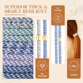 FORENEE Hair Ties No Damage - 10PCS Ponytail Holders - Elastic Hair Ties for Thick Hair - Braided Hair Bands for Women Girls's Hair - Blue Sky