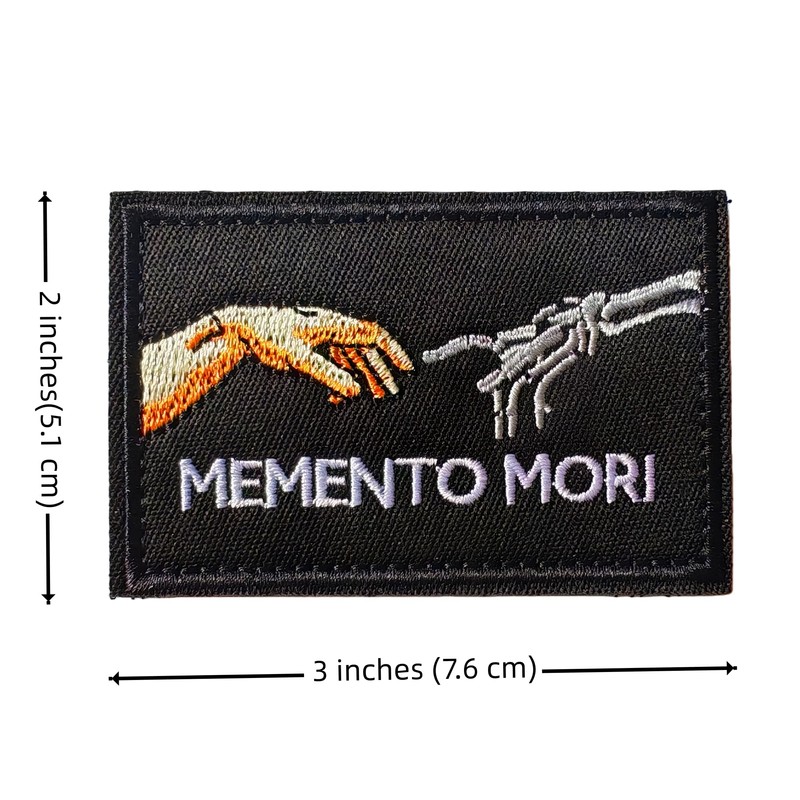 Memento Mori Patch Hook and Loop 3x2 Inch Tactical Military