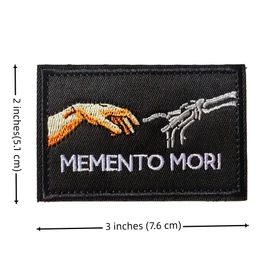 Memento Mori Patch Hook and Loop 3x2 Inch Tactical Military Embroidered Morale Badge for Army Backpacks Molle Vest Gear Helmets Range Bags Gym Duffels Stoic Philosophy Design