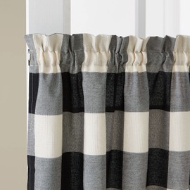 SKL HOME by Saturday Knight Ltd. - U7097000036T09 Grandin Curtain Tier Pair, 57 Inches x 36 Inches, Black