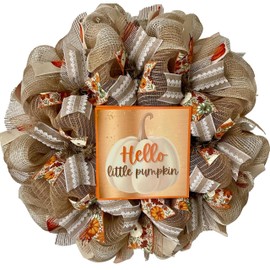 Hello Little Pumpkin Handmade Deco Mesh Wreath