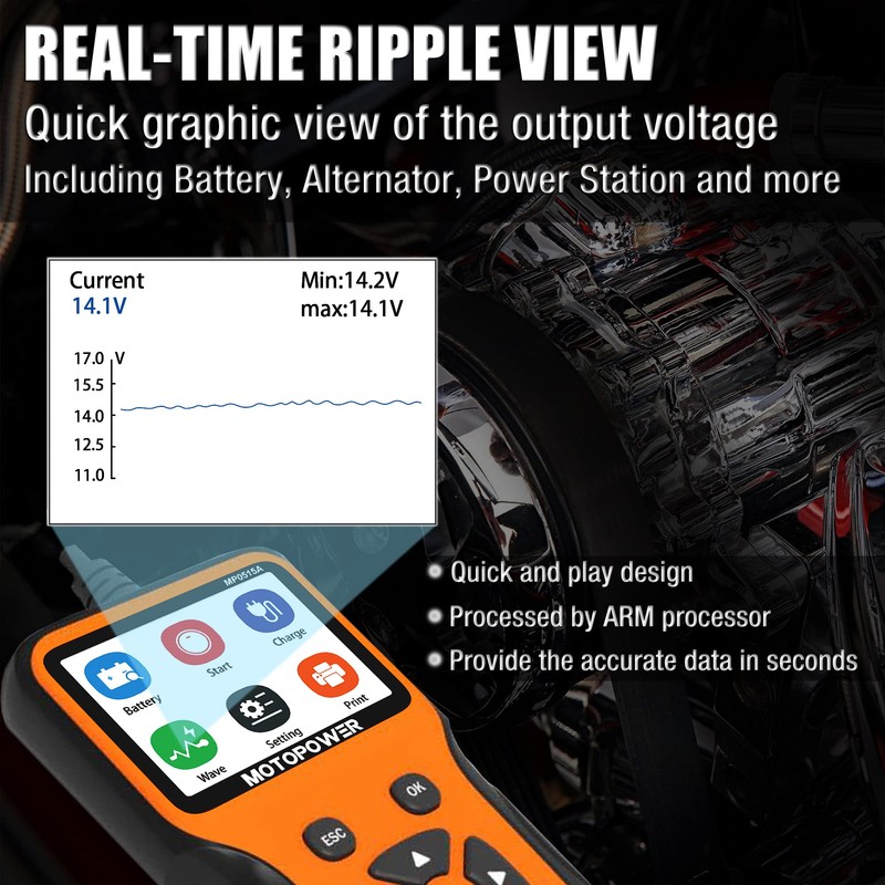 MOTOPOWER MP0515A 12V Car Battery Tester Automotive 100-2000 CCA Battery