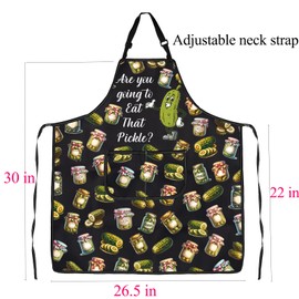 ENSIANTH Pickle Aprons for Women Men Pickle Gifts for Pickle Lovers Cooking Kitchen Chef BBQ Housewarming Apron with Pockets (Pickle Apron)