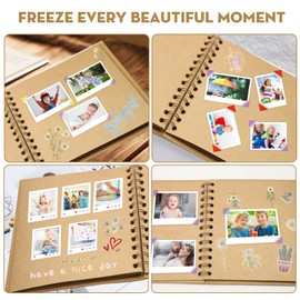 DIY Scrapbook Photo Albums 40 Pages/20 Sheets, 18 X 18 cm Hardcover Kraft Paper Scrap Book, Thick Memory Book with Beautiful Sticker and Highlighters, for Family Birthday Anniversary Wedding Gifts