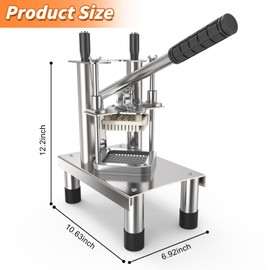 Commercial French Fry Cutter,Stainless Steel French Fries Machine,Heavy Vertical Cutter Vegetable Chopper,with 3 Replacement (1/2 Inch, 3/8 Inch and 1/4 Inch Blades),for Restaurants and Home Kitchen