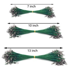 Yitaocity 60pcs 3 Size Fishing Wire Leaders Nylon-Coated Fishing Line Wire Leaders with Swivels and Snaps Kits Connect Tackle Lures Rig