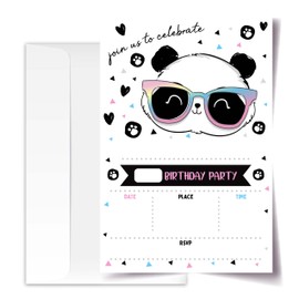 ANYEMW 4x6 Panda Birthday Invitations, Panda Party Favors, Panda Birthday Decorations, Birthday Party Invitations For Boys Girls, 20 Cards with 20 Envelopes.(63)