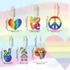 JSRQT 6 PCS Diamond Art Painting Keyrings Rainbow Festival Rhinestone