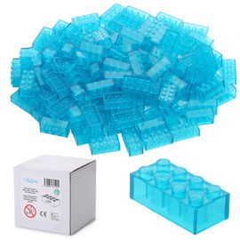 120 Building Blocks 4 x 2, Compatible with All Other Manufacturers, Available in Many Colours, Transparent Blue