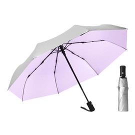 ThreeH Compact Travel Umbrella Automatic Open and Close Silver Coating Layer UV Blocking for Men Women Teenagers, purple