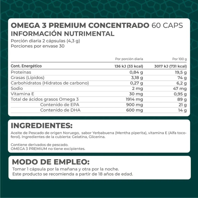 Omega 3 Premium 60 Cps Concentrado - Pronat Sin Sabor