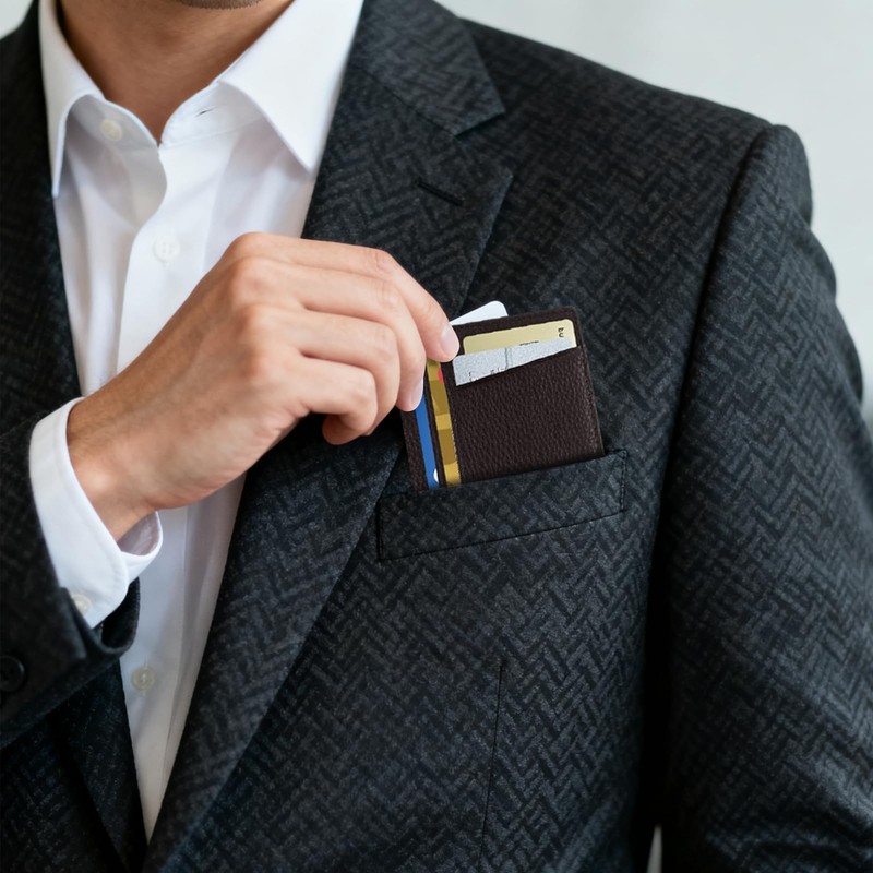 Feelorna Slim Wallet for Men, Compact Cards Case Leather Wallets