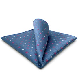 S&W SHLAX&WING Men's Pocket Square Floral Blue Pink Handkerchief for Party