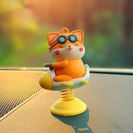 Car Dashboard Decorations Cute Car Ornament【Bounce Small Animal】 Kawaii Bobblehead Funny Car Accessories Swing Car Dashboard Accessories for Car Interior Decor/Office/Tabletop/Cute Little Gifts